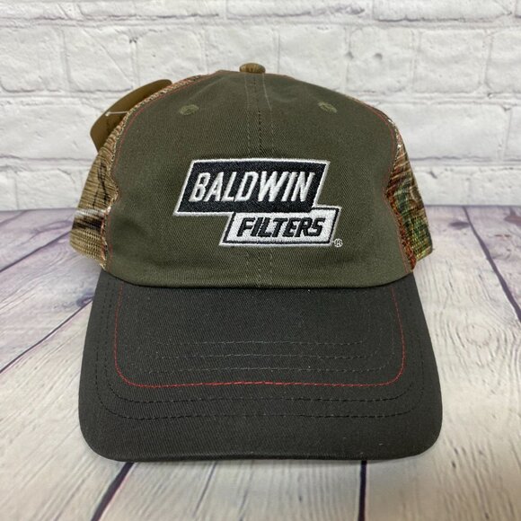 Camo Trucker Hat Mesh Cap Strap Back Baldwin Filters Real Tree AP Camouflage New - Picture 5 of 9